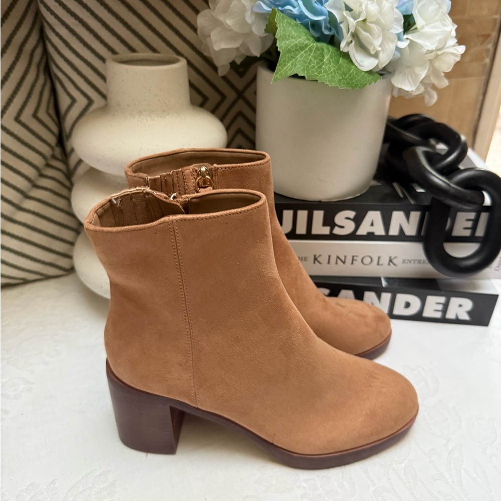 J. Crew Tan Ankle Booties with Suede Finish